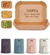 Air Fryer Disposable Paper Liner for Bella 4Qt Slim Air Fryer, 130PCs Food Grade Rectangle Airfry...