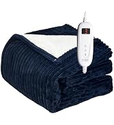 Tefici Heated Blanket Full Size Electric Blanket Throw, Soft Flannel to Sherpa, 6 Levels Fast Hea...