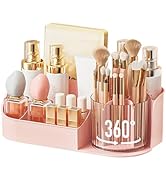 DASITON Large Capacity Makeup Organizer with 360° Rotating Makeup Brush Holder, Perfume and Skinc...