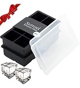 Samuelworld Large Silicone Ice Cube Tray Molds, 2-Pack, Big 2 Inch Cubes - BPA Free, Flexible, 8 ...