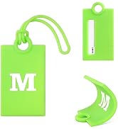 Vigorport Initial Luggage Tags for Suitcase, 3 Pack Bright Silicone Bendable Tags with Privacy Na...