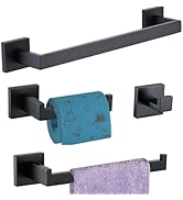 4-Pieces Bathroom Hardware Set Matte Black Bathroom Accessories Set SUS304 Towel Bar Set Includes...