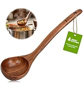 AIUHI 12.6? Larger Wooden Ladle for Cooking, Long Handle Soup Spoon, Durable & Non-stick Teak Woo...