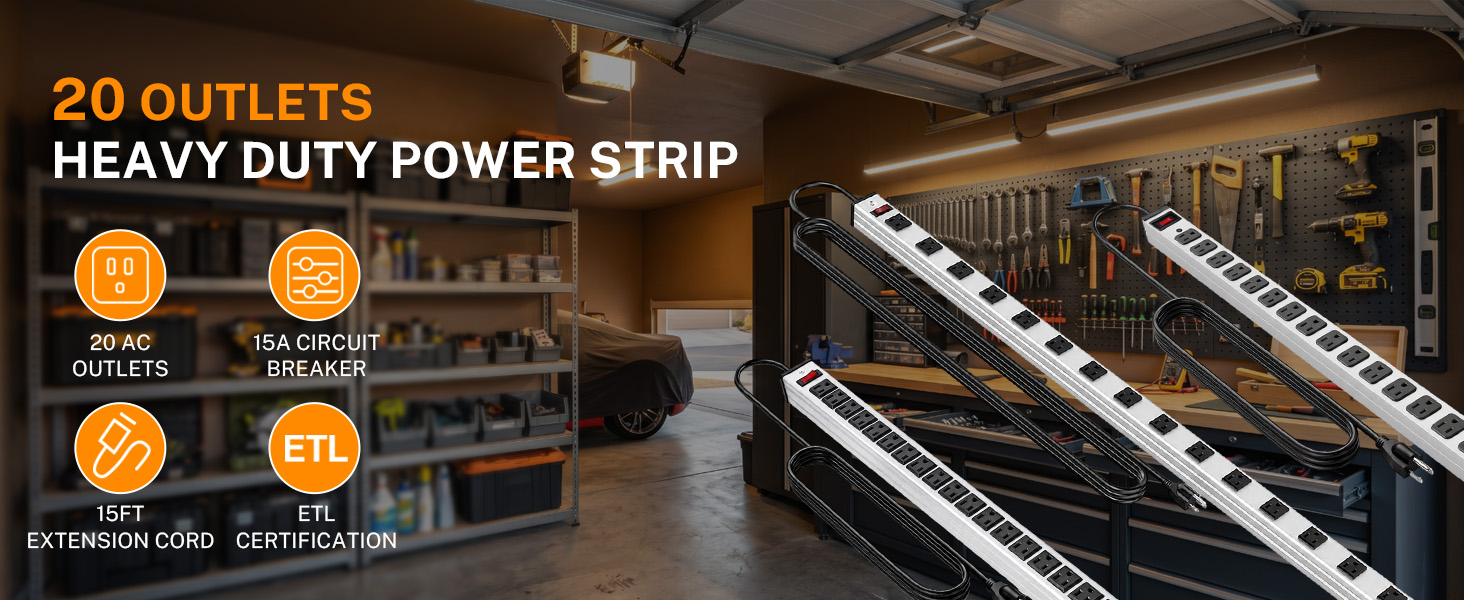 20 outlets heavy duty power strip