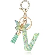 OKAICEN Fashion Alphabet Initial Letter Keychain Tassel Butterfly Pendant Key Ring for Purse Hand...