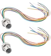 Hamadap M12 Connector 12 Pin Female A Coded Aviation Sensor Cable,16mm Industrial Circular Connec...