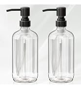 AmazerBath Glass Soap Dispenser, 2-Pack Clear Glass Soap Dispenser with Pump Bronze Rustproof, 17...