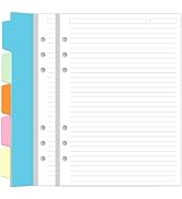 6 Hole Lined Paper Refills for A5 Binder - 100 Sheets/200 Pages 6 Ring Loose Leaf Lined Paper wit...