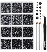 BEADSLAND Hotfix Rhinestones, 6080PCS Black Rhinestones for Clothes Crafts Mixed 6 Sizes with Wax...
