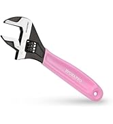 WORKPRO 6-Inch Pink Adjustable Wrench, Wide Jaw Cr-V steel Wrench | Black Oxide Finish, Metric & ...