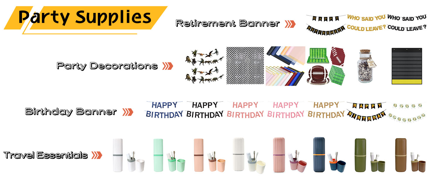 happy birthday banner travel toothbrush case happy retirement banner checkered fringe curtain tissue
