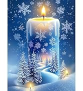 Bowetile Diamond Art Painting Kits for Adults Christmas, 5D Diamond Art Painting Kit Winter Candl...