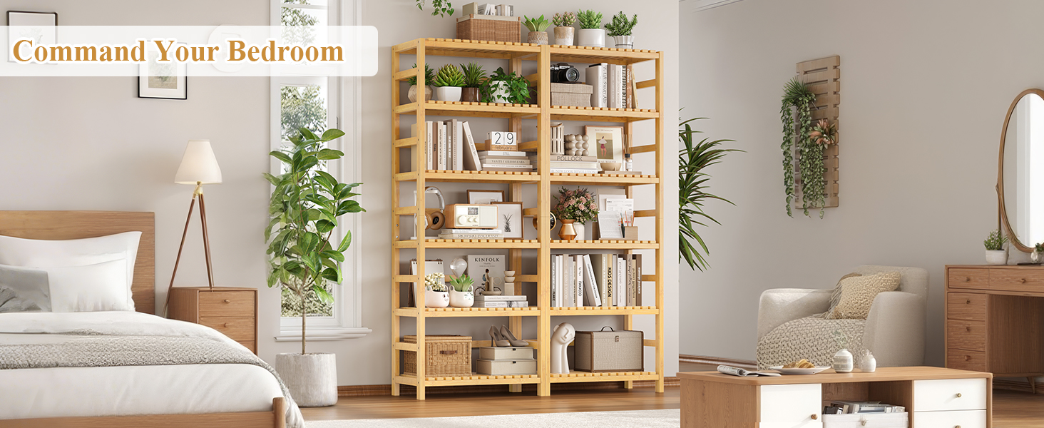 FOTOSOK 6-Tier Bamboo Shelf