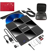 GODBPNYMU External DVD Drive, USB DVD Drive for Laptop Featuring 8-in-1 Hub with USB-A/Type-C & T...