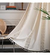 Sutuo Home Boho Curtains Crochet Lace Patchwork Semi-Blackout Bohemian Handmade Tassels, Rod Pock...
