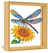 Eiflow Tabletop Diamond Art with Wood Frame, Desktop Diamonds Painting Kit for Adults Dragonfly, ...