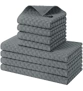 Homaxy 100% Cotton Kitchen Towels and Dishcloths Set, 12 x 12 & 15 x 25 Inches, Set of 8 Bulk Ter...