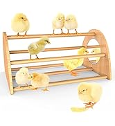 Ensayeer Bamboo Chicken Perch with Mirror, Strong Roosting Bar for coop and brooder, Training Per...