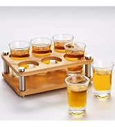 Haoxishui 6-Pack Shot Glasses with Holder, Shot Glasses Set with Elegant Glass Holder - Perfect f...