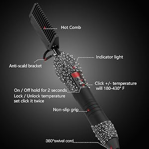 electric pressing comb,hot comb 450 degrees,hot comb 500 degrees,bling hot comb