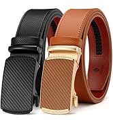 DOOPAI Belt Men, 2 Pack Ratchet Belt Dress Adjustable 1 3/8" Genuine Leather Belt, Size Length Ca...