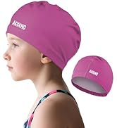 Aegend Kids Swim Cap, Fabric Swimming Cap with High Elasticity, Waterproof Durable Silicone Swim ...