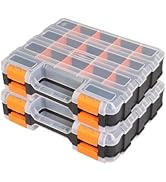 Jack Boss Tool Box with Transparent Lid, Double Side 34-Compartments Organizer Box with Removable...