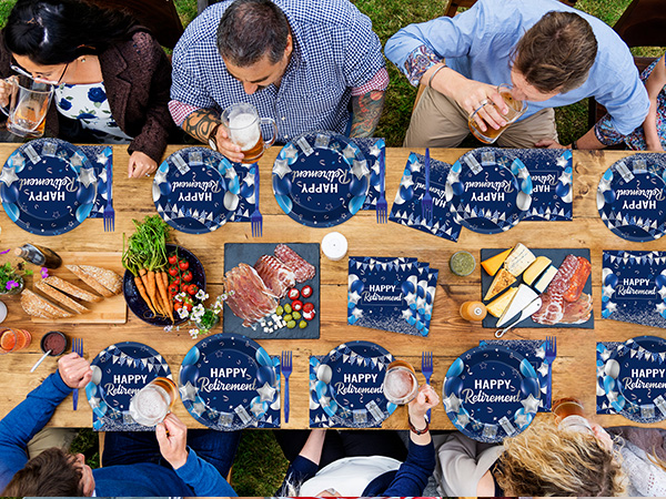 gisgfim 96 Pcs Retirement Party Plates and Napkins Party Supplies