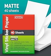 JOYEZA Premium Printable Vinyl Sticker Paper for Inkjet Printer - 40 Sheets Matte White Waterproo...