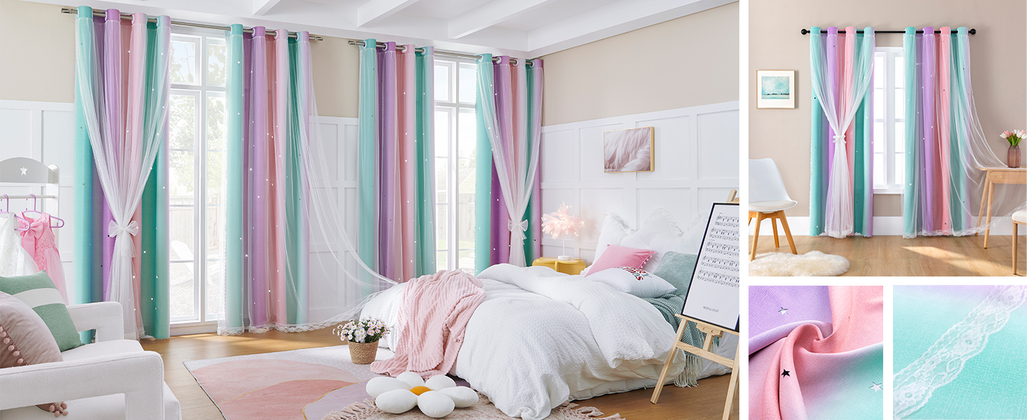 pink purple curtains
