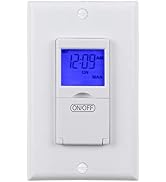 BN-Link 7 Day Programmable in-Wall Timer Switch for Lights, Fans and Motors, Single Pole and 3 Wa...