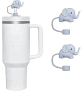 2Pcs Elephant Straw Cover for Stanley 40&30 Oz Cup, 10mm Silicone Straw Covers Cap for Stanley Cu...