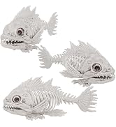 DR.DUDU 3 Pack Skeleton Fish Halloween Decor, Animals Skeleton Decorations Plastic Skull Fish Bon...