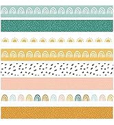 Whaline 82Ft Boho Bulletin Board Borders 8 Designs 72Pcs Rainbow Themed Decoration Colorful Trim ...