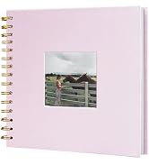 J.west Scrapbook Album 40 Pages (8 x 8 Inch) Pink Linen Cover Thick Hardcover Kraft White Paper, ...