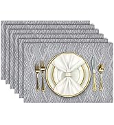 Aofmee Placemats, Placemats Set of 6, Heat Resistant Place Mats, Washable PVC Table Mats, Woven V...