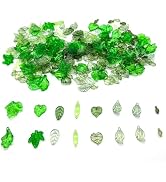 260PCS Green Leaf Beads for Jewelry Making - Acrylic Plant Charms DIY Crafts, Earring Necklace Br...