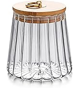 FANTESTICRYAN Glass Coffee Nuts Canister Airtight Storage Jar Petal Decorative Container with Bam...