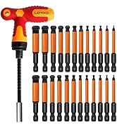 LATTOOK Ball End Hex Head Allen Wrench Drill Bit Set with T Handle Ratchet Driver, 24PCS Metric &...