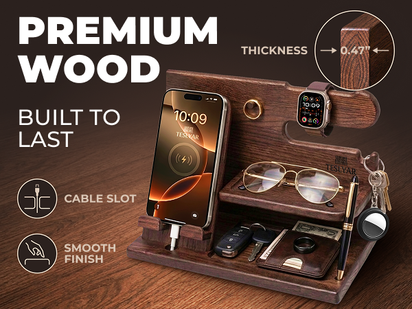 TESLYAR Wood Phone Docking Station