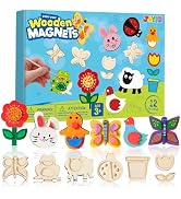 JOYIN 12 Wooden Magnet Creativity Arts & Crafts Painting Kit for Kids, Decorate Your Own Painting...