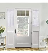 Demetex Sheer French Door Curtains Set of 2 for Back Door Curtains Small Window, 30 x 40, White