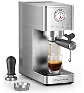 Maestri House Slim Espresso Machine with Milk Frother, 20 Bar Italian Pump | Beginner-Friendly Co...