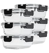 Hoenjuno Glass Food Storage Containers with Lids Set of 6, 22 OZ Glass Meal Prep Containers for L...