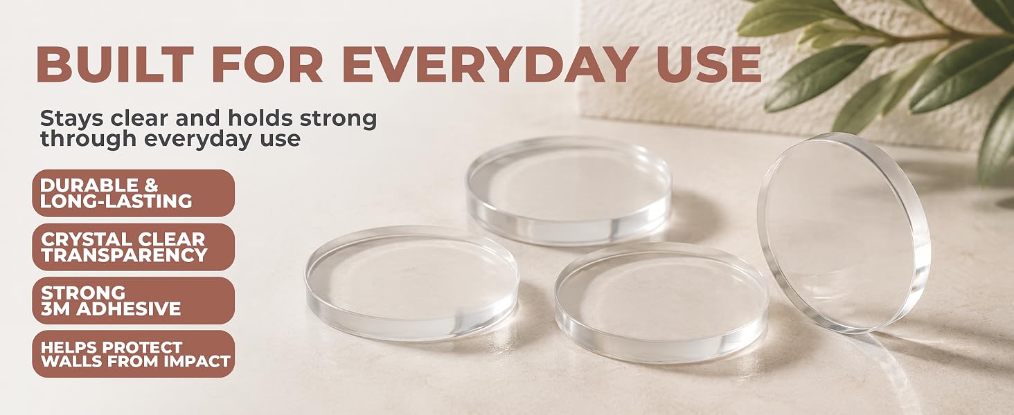 Durable clear acrylic bumpers stay transparent through everyday use 3M adhesive holds firm adhesivo