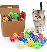 OODOSI Cat Jingle Balls Toys, 24 Pcs Bell Balls Cat Toys, Lightweight, Interactive, Assorted Colo...