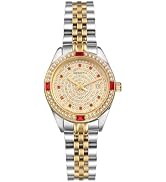 JewelryWe Luxury Iced Out Watch: Women's Two-Tone Stainless Steel Detachable Strap Watches Rhines...