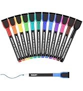 SUQJOY Magnetic Dry Erase Markers with Eraser Caps, 1-2mm Bullet Tip, Low Odor Quick Dry Ink, 12 ...