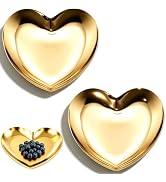 Sutfmwe Jewelry Tray, Ring Dish, Stainless Steel Heart Ring Dish Tray, Gold Decorative Small Jewe...
