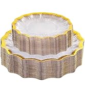 DaYammi 60Pcs Clear Plastic Plates with Gold Rimmed - Gold Disposable Plates Set Including 30pcs ...